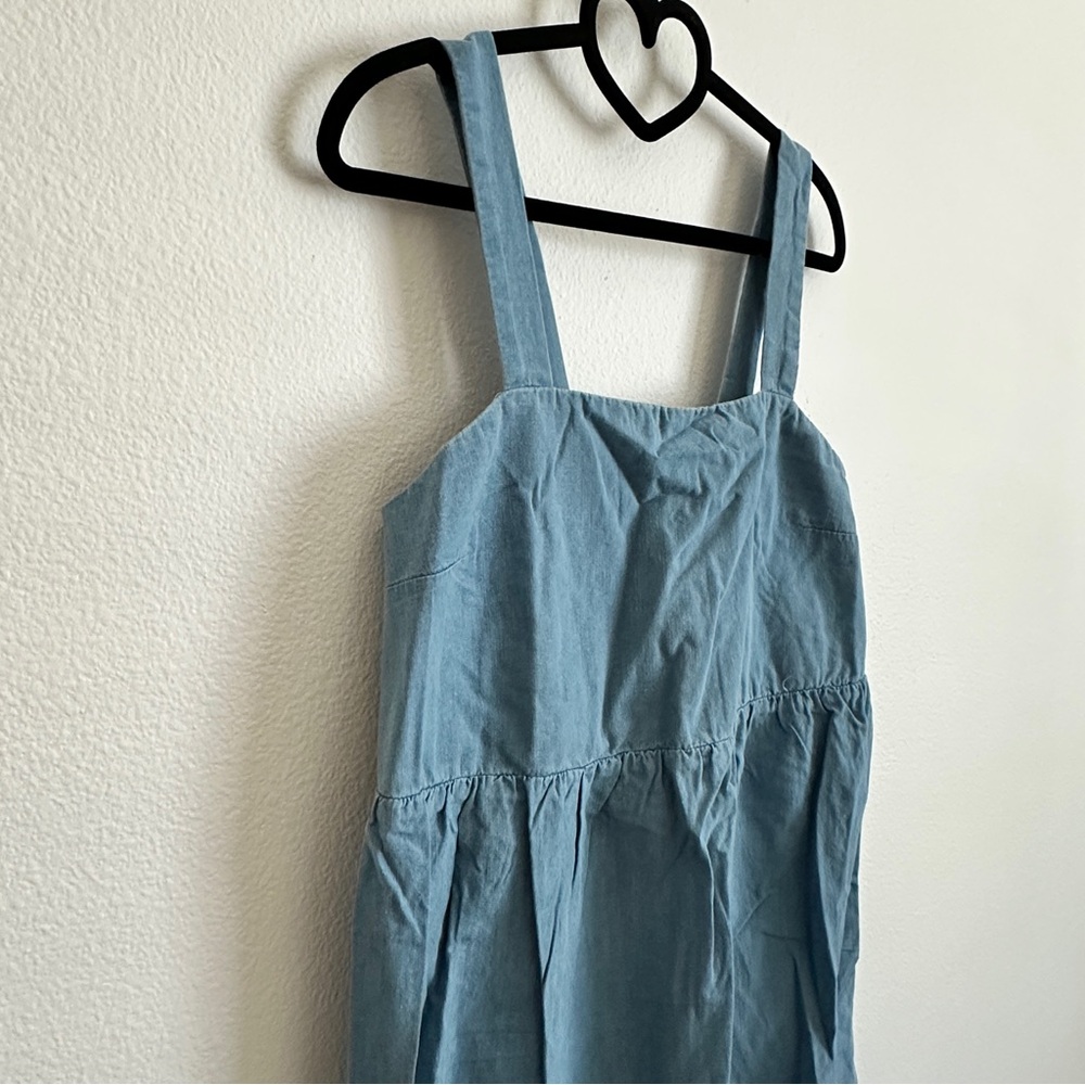 Quicksilver Blue Chambray Frayed Hem Tiered Midi Dress Size Various - Picture 4 of 10